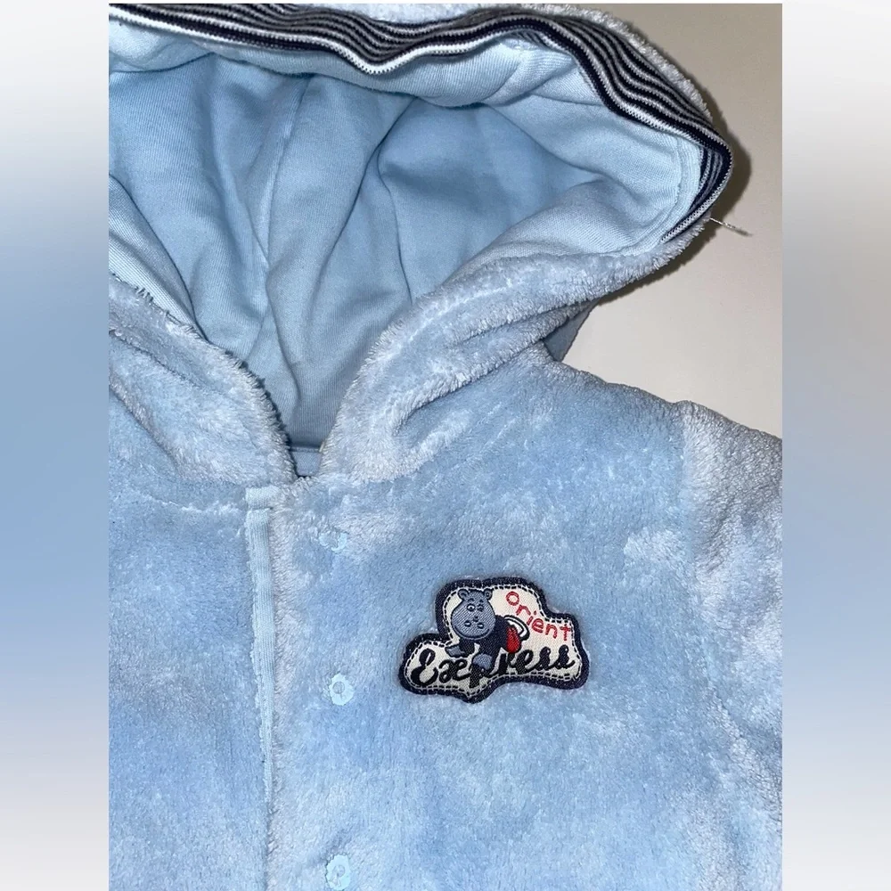 Pampolina Soft Cozy Light Blue‎ Snap Baby Hoodie Jacket 6 Months NWT
